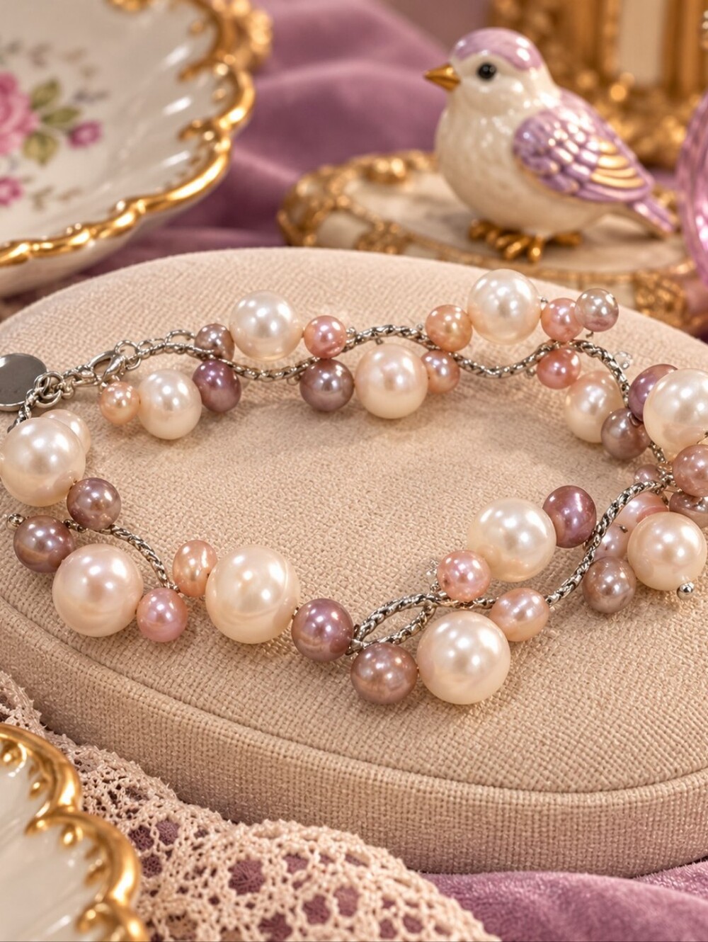 Chic Pearl Bracelet with Silver Details